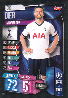 Eric Dier Tottenham Hotspur 2019/20 Topps Match Attax CL #TOT16